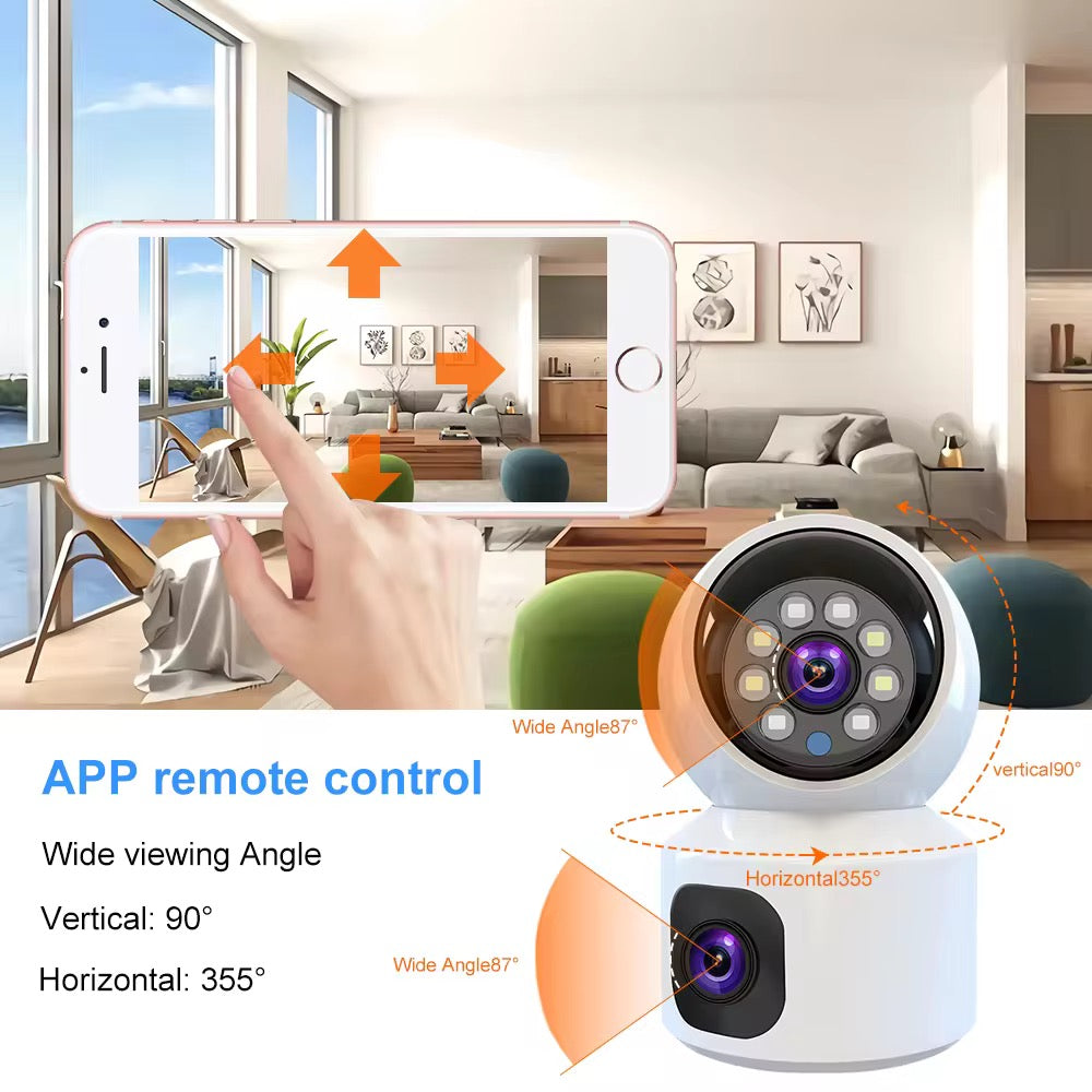 Caméra de Surveillance 360° à Double Objectif – Sécurité Totale à Portée de Main.