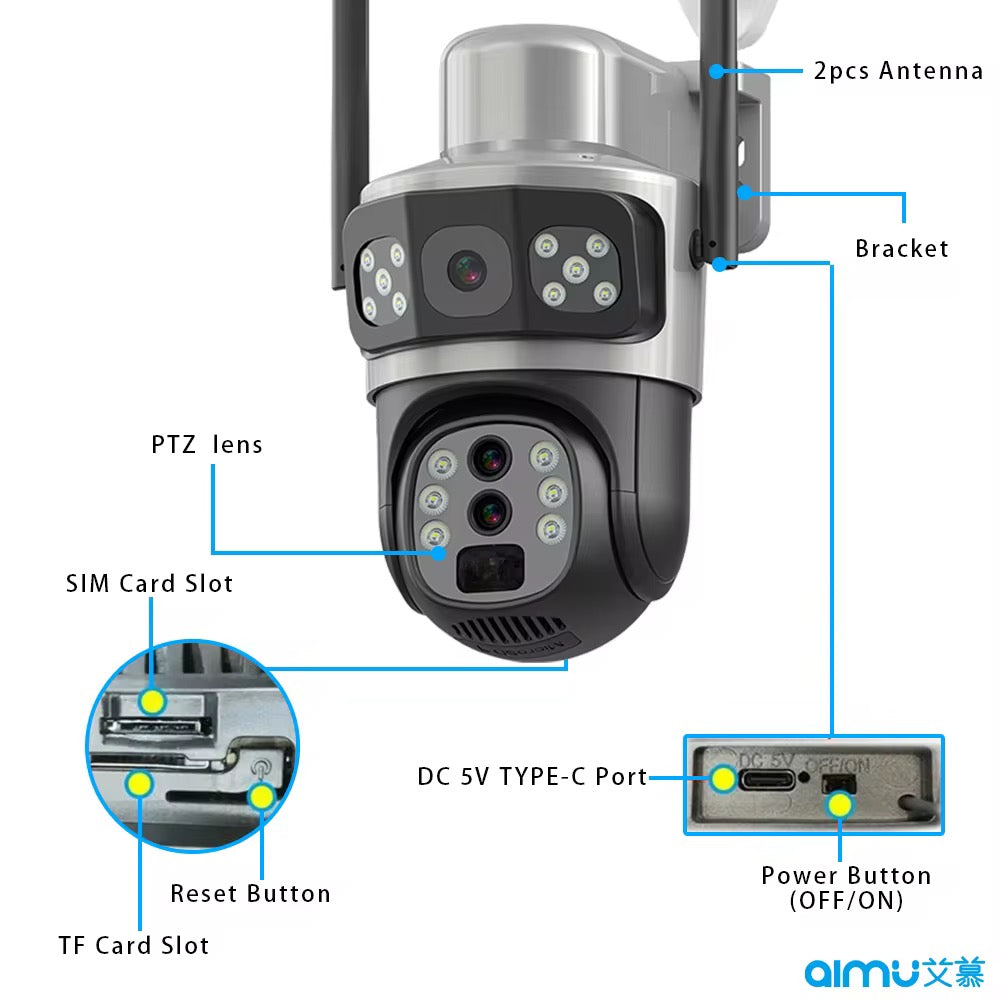 Caméra de Surveillance Solaire PTZ HD – 4G/WiF