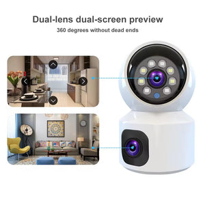 Caméra de Surveillance 360° à Double Objectif – Sécurité Totale à Portée de Main.