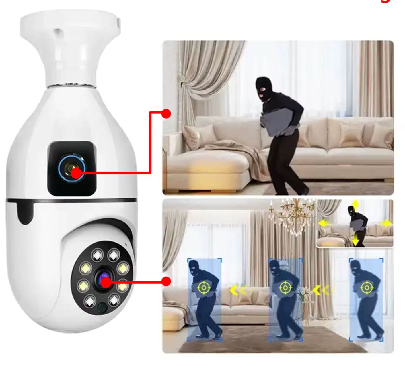 Caméra Ampoule Double Vision 360° - Meilleur Qualité