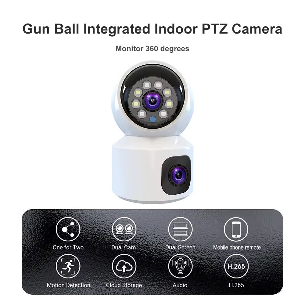 Caméra de Surveillance 360° à Double Objectif – Sécurité Totale à Portée de Main.